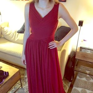 Azazie Full Length Dark Red Formal Dress Size 4